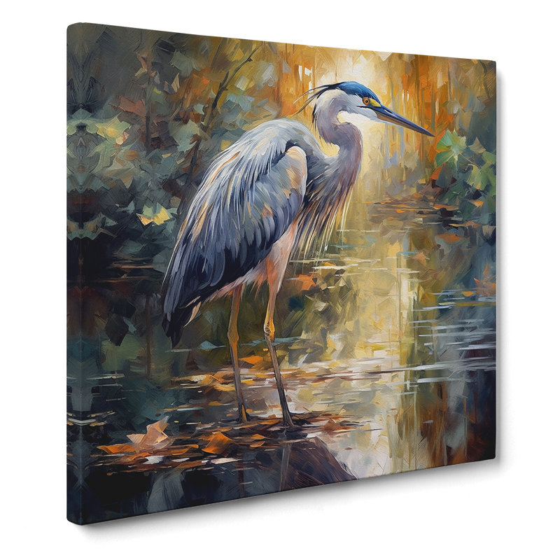 Heron Post-Impressionism No.1 - Wrapped Canvas, 35cm H x 35cm W x 3cm D