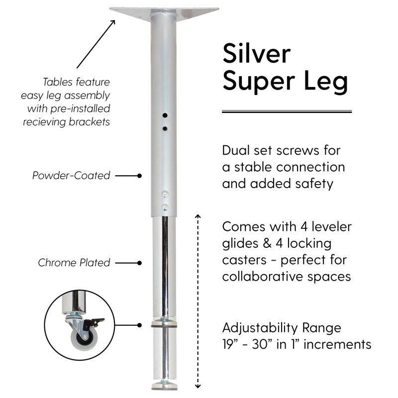 Table d'activité avec pieds réglables La Madera, Brun foncé / argent, Super