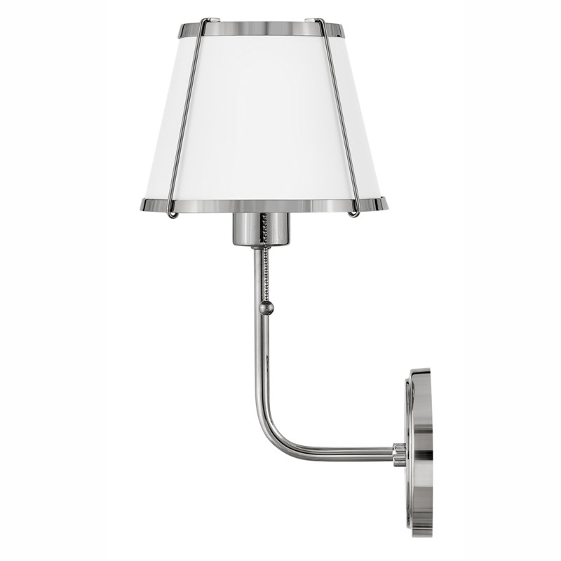 Clarke One Light Medium Wall Sconce with On/Off Pull Chain, Polished Nickel