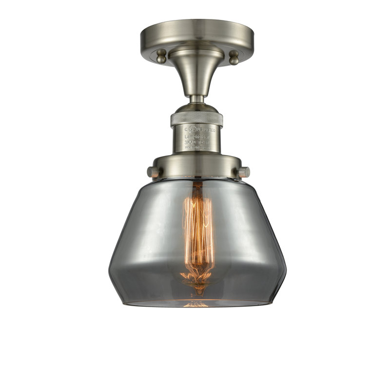 Chill Glass Semi Flush Mount, Brushed Satin Nickel, Smoked