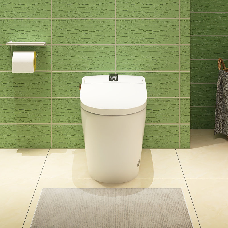 Toilette à bidet allongée 1,28 GPF avec réglages du pulvérisateur, désodorisation, fermeture en douceur, Blanc