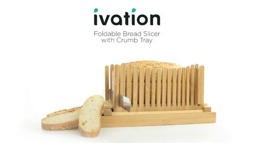 Bamboo Wood Compact Foldable Bread Slicer – Ivation Products