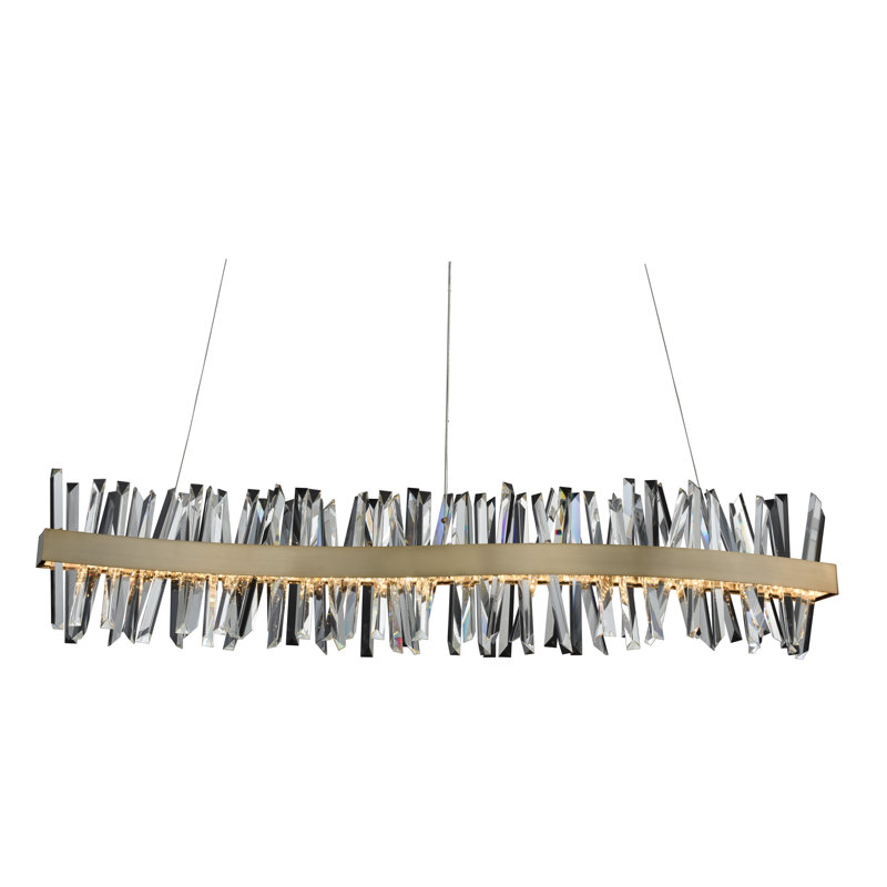 Allegri Glacier 60" LED Wave Island Light in Matte Black & Gold