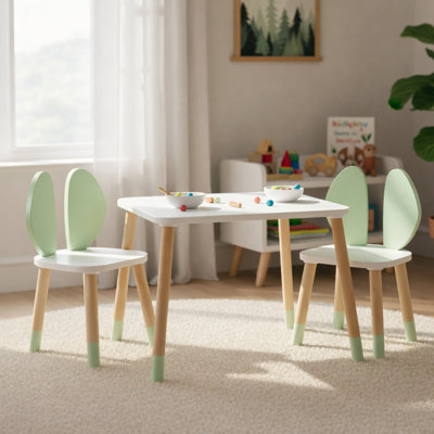 Wooden Kids Table and Bunny Chair Set