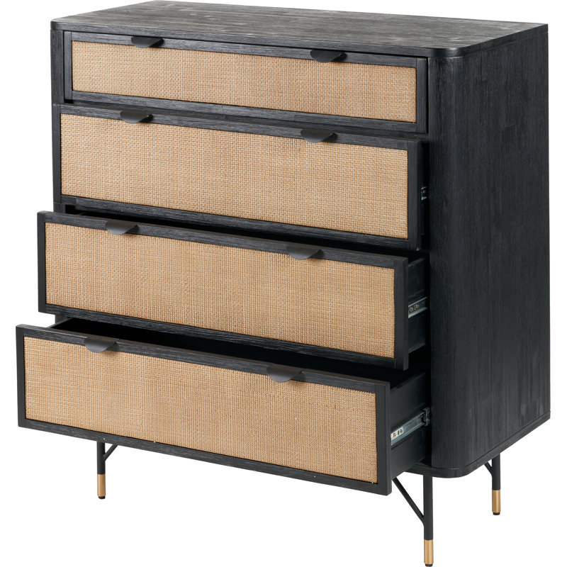 Caylin Solid Wood 100cm W 4 - Drawer Chest of Drawers