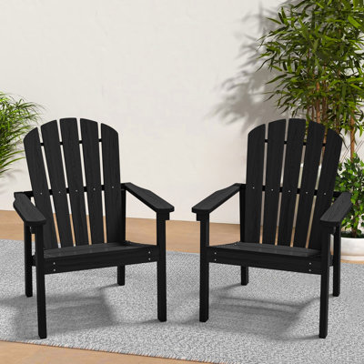 Set of 2 Stackable Adirondack Chairs – All-Weather HDPE Outdoor Patio Chairs with Ergonomic Design, Easy Storage, and Low Maintenance