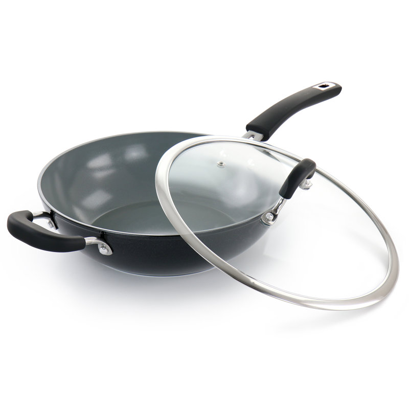 Wok en aluminium noir antiadhésif 11 pouces Kenmore Arlington