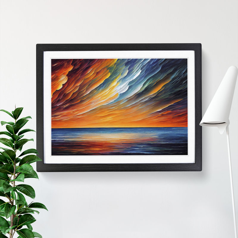 XH1022-6440X Ocean Clouds Vol.1 Abstract - Single Picture Frame Print, Black, 46cm H x 64cm W x 2cm D