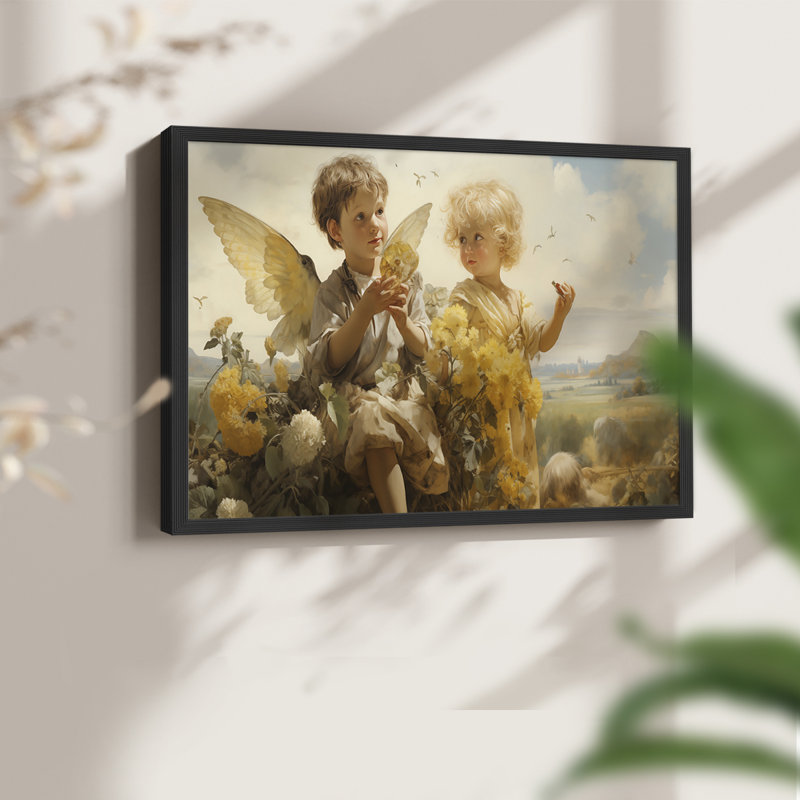 Angels From Above-V - Reproduction encadrée - Restickable, Cadre noir, H 11 po x l 14 po