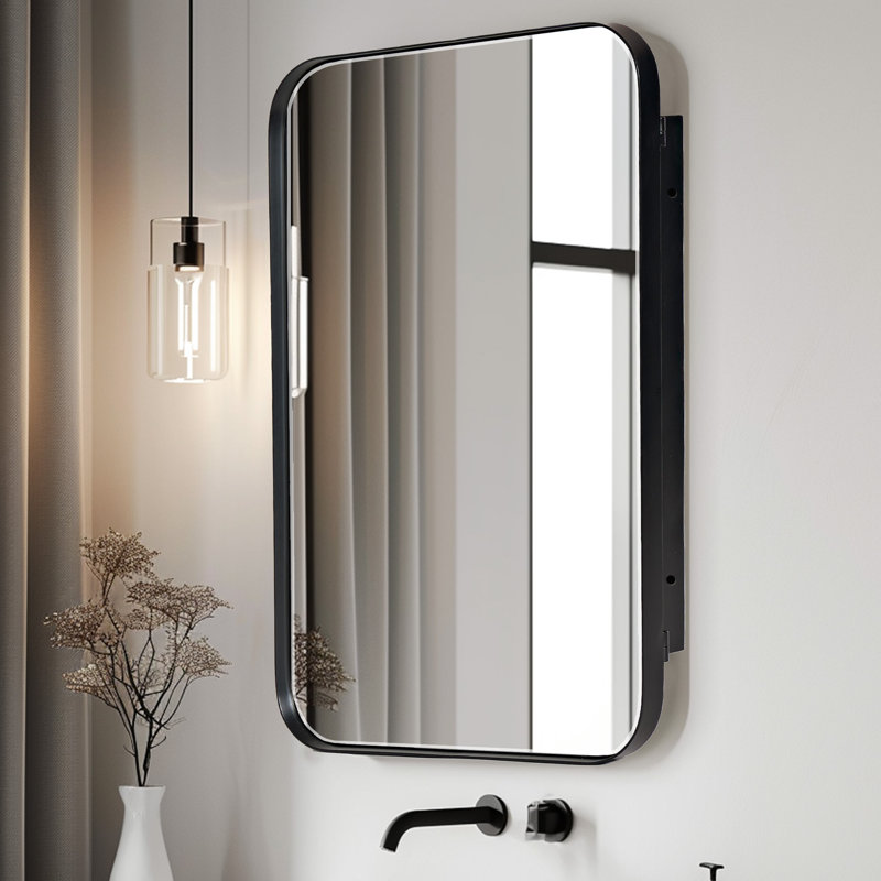 16'' W 24'' H Framed Medicine Cabinet, Black