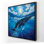 Swimming Whale - Blue Framed Canvas for Home Decor