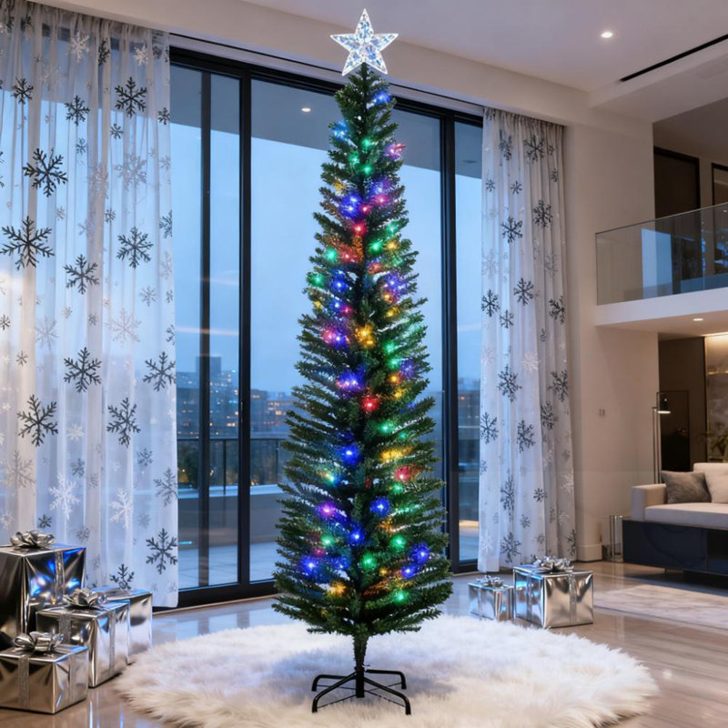 Arbres de Noël artificiels 7 pi avec DEL, H 6 pi