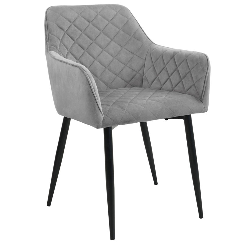 Leonardville 49cm H Tufted Velvet Upholstered Upholstered Back Side Chair in Gray