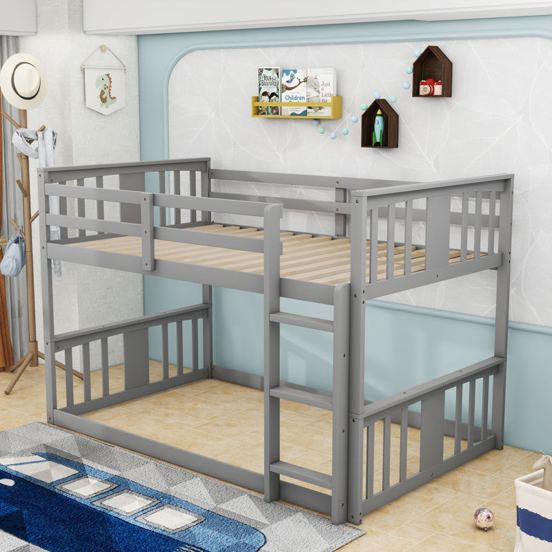 Decarlos Kids Twin Over Twin Bunk Bed, Gray