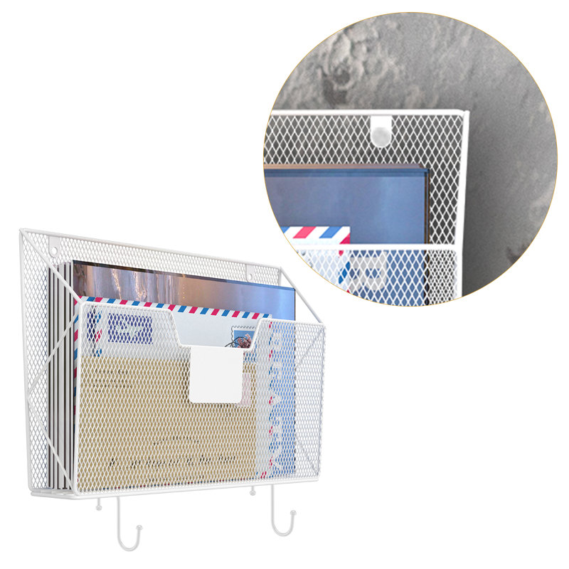 Ensemble de 3 classeurs muraux en maille blanche, porte-documents suspendus avec crochets pour le rangement de la maison et du bureau