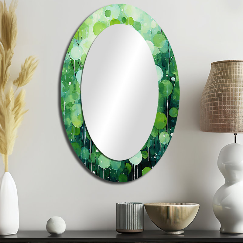 Quirky Quarters Botanical I - Miroir mural moderne ovale, 36 po x 24 po