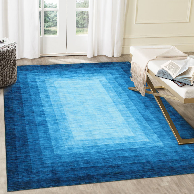 Tapis moderne antidérapant lavable à bordure moderne, Rectangle 8 pi x 10 pi