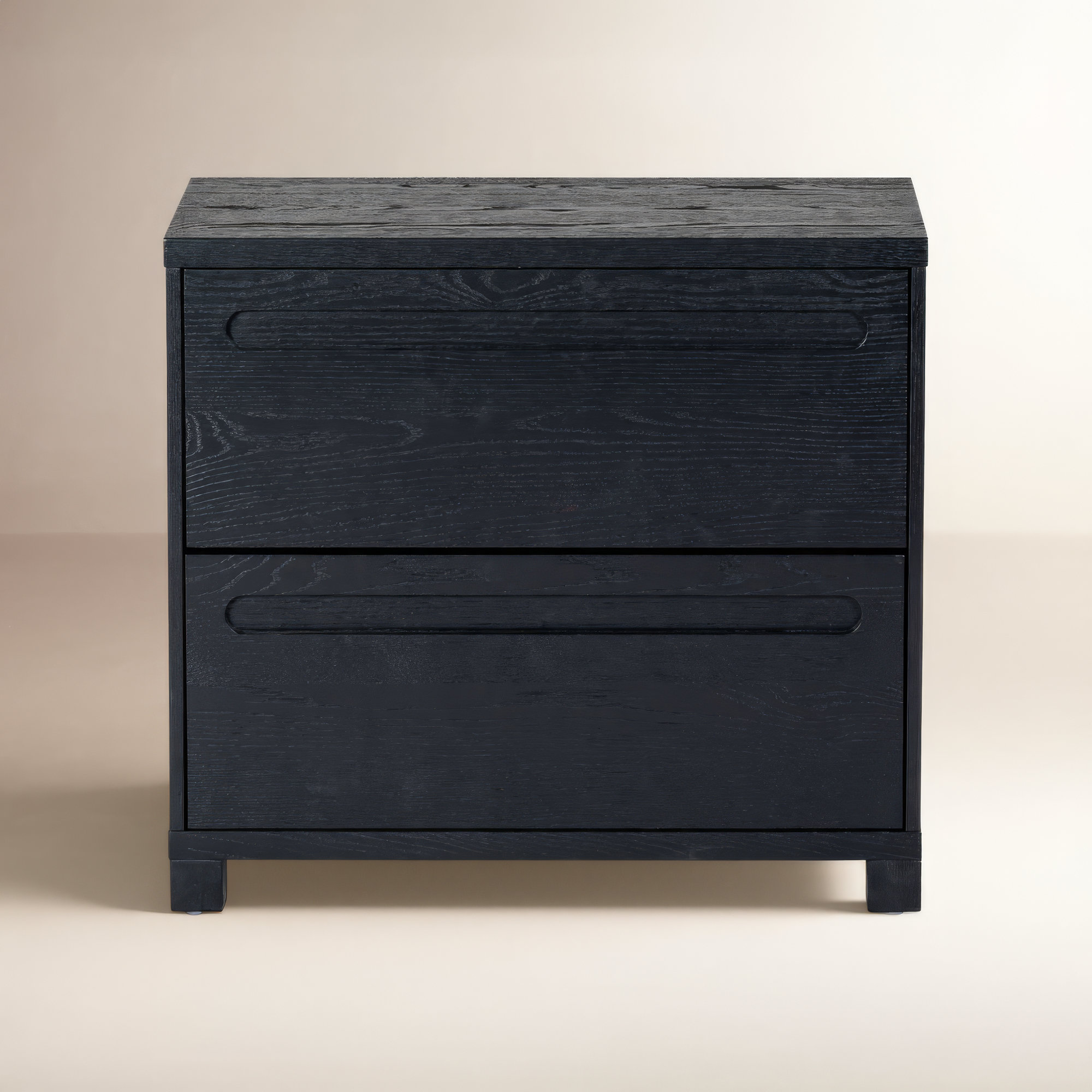 Lesheka 2 Drawer Wood Nightstand, Black