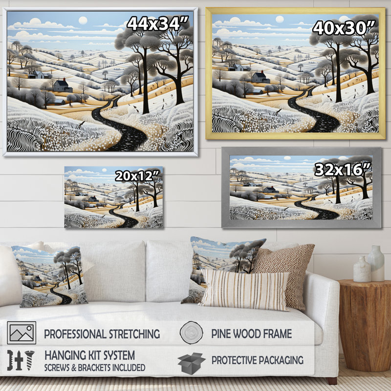 Récolte monochrome d'hiver Maricio - impression, Cadre simple blanc, H 30 po x l 40 po x P 1,5 po