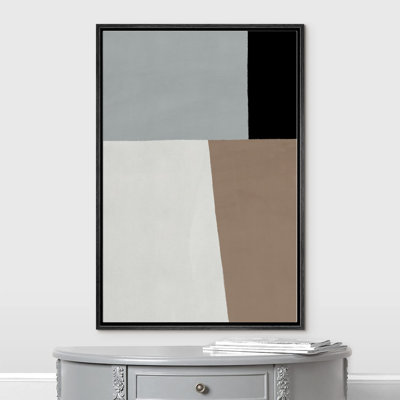 Motif géométrique brun, gris et noir à motif géométrique minimaliste Mid-Century moderne