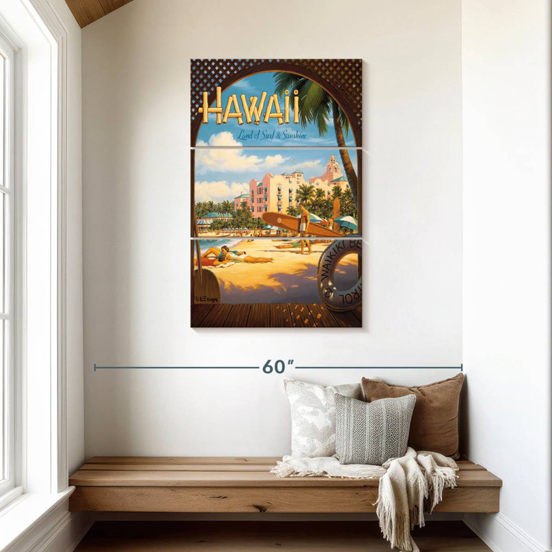 Gillard Hawaii, terre de surf et de soleil, H 45 po x l 28 po