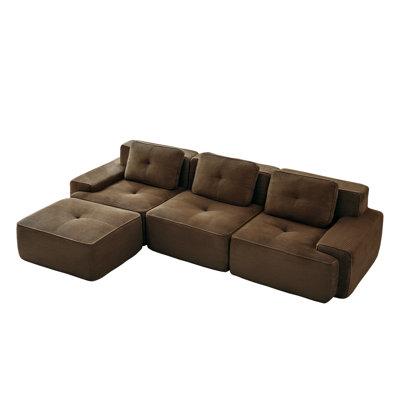 117" 3-Seater Modern L-Shaped Modular Sectional Sofa