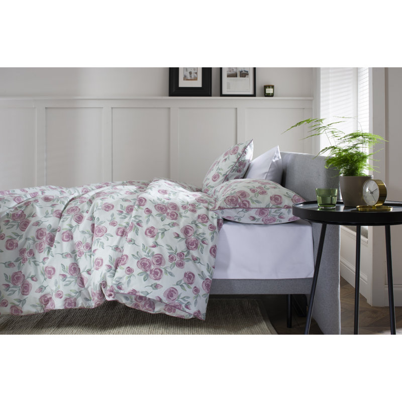 Cotton Floral Duvet Cover Set with Pillowcases, Single - 1 Standard Pillowcase