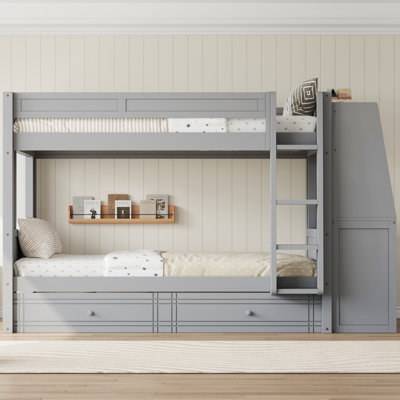 Ivy Wooden Bunk Bed with Desk, Bookshelves & Drawer