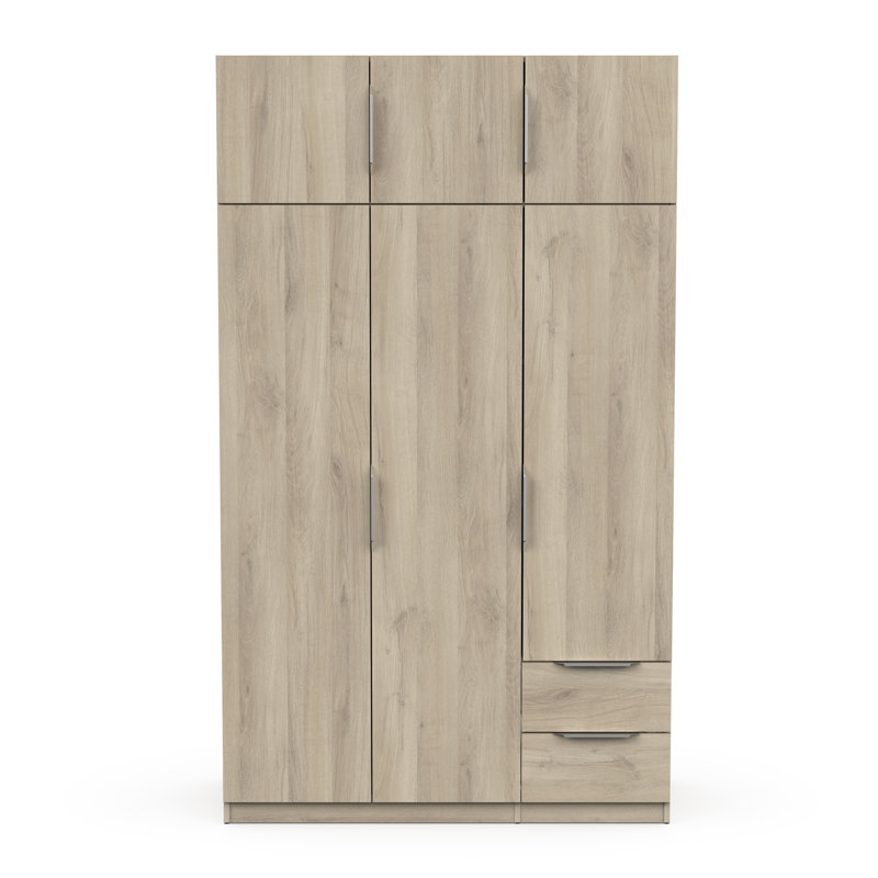 Nikoll 6 Door Manufactured Wood Wardrobe, 203cm H x 119.4cm W x 51.1cm D, Brown