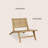 Leo Modern Solid Indonesian Teak Wood Armless Outdoor Lounge Chair, Natural Slatted Low Profile Seating for Patio, Porch or Garden-422292568