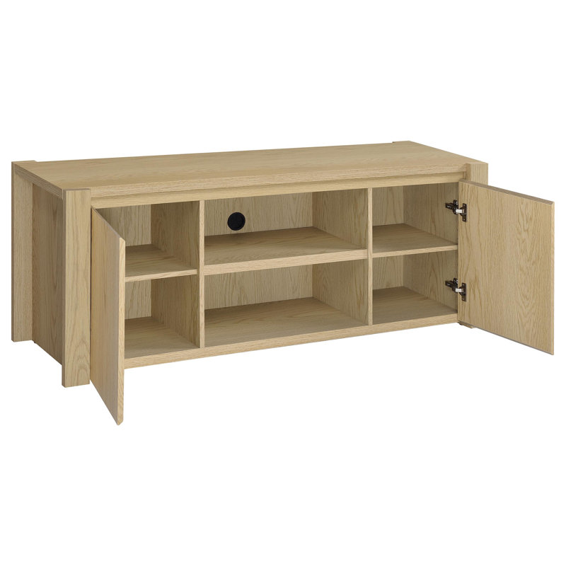 Efthalia 60-Inch 2-Door TV Stand Media Console Light Oak