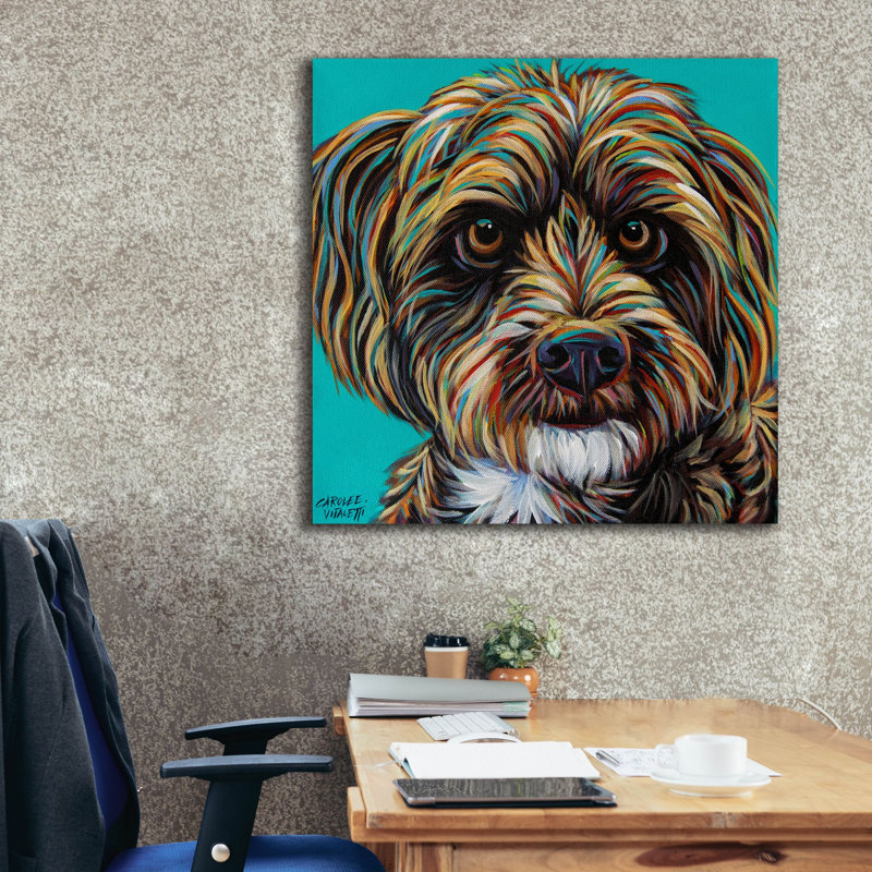 «Blue Doodle Brother 1» par Carolee Vitaletti, art mural sur toile, H 37 po x l 37 po x P 1,5 po