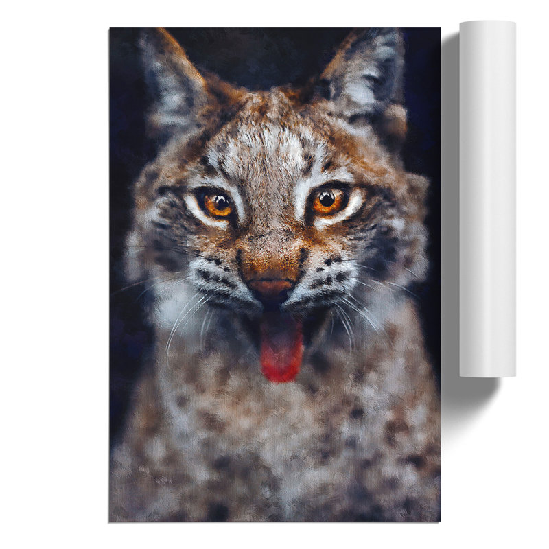 Lynx Cat Painting - Frameless Print, 30cm H x 21cm W x 0.1cm D