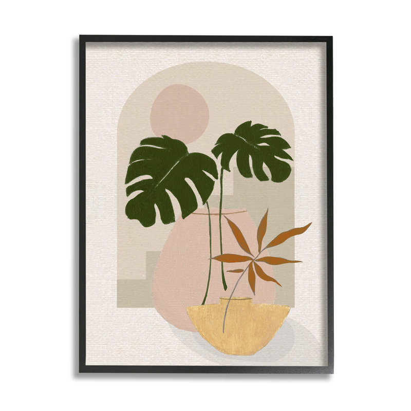 Art de giclée de formes géométriques tropicales par Janet Tava, H 14 po x l 11 po x P 1,5 po, Giclée encadrée noir minuit