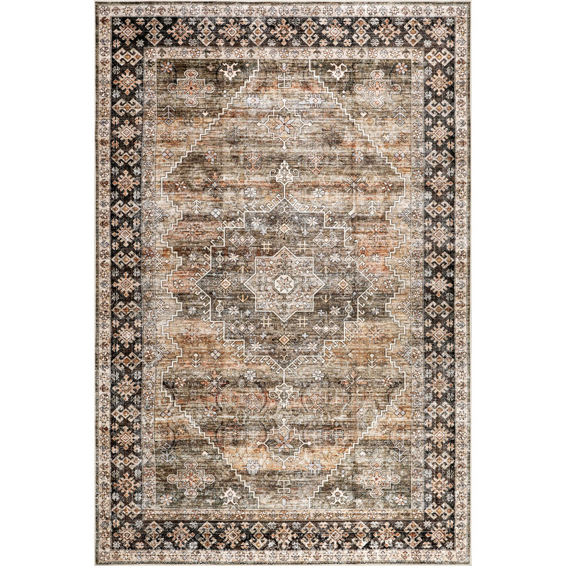 Purdie Medallion Spill Proof Machine Washable Area Rug, Rectangle 4' x 6'