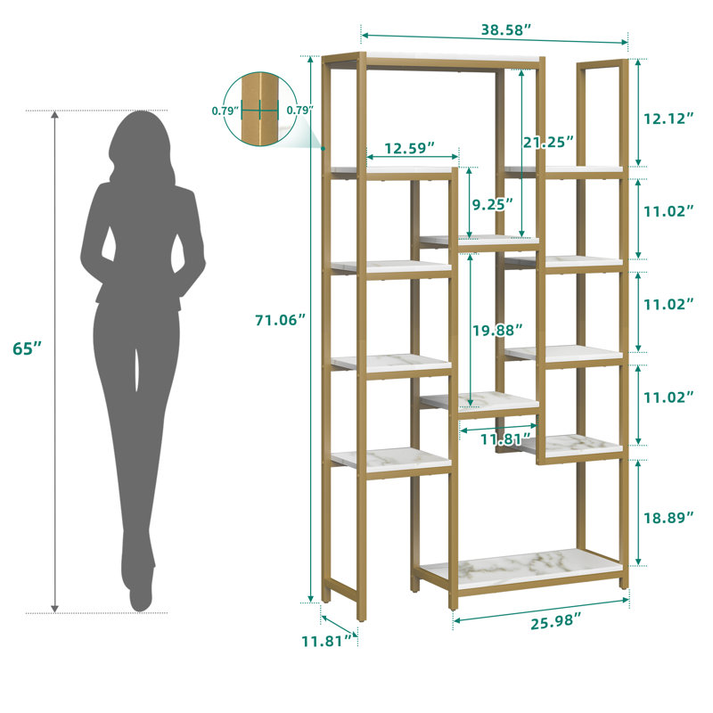 Arge Corner Shelf Unit,180cm Shelving Unit Bookshelf  for Study Room/Living Room