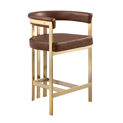 Tabouret Leathaire avec structure en chrome mat
