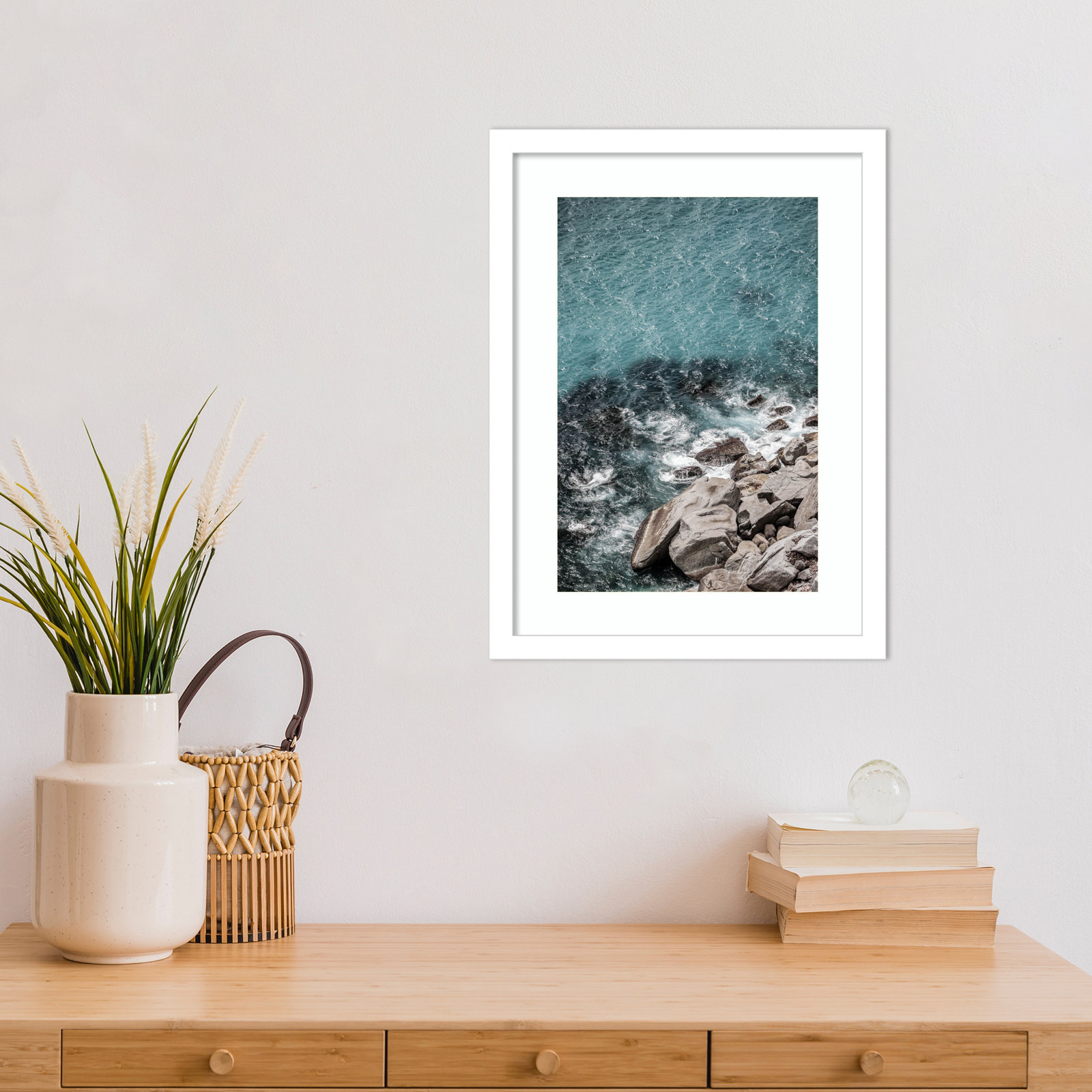 Pacetti "Aqua Sea Shores" Print, White, 17" H x 13" W