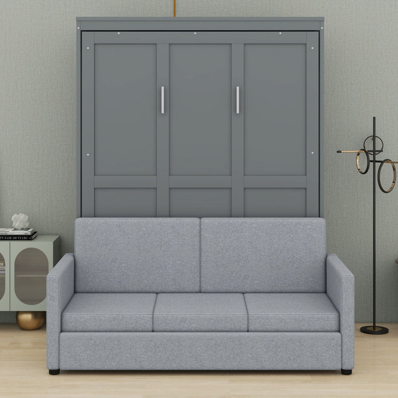 Lit escamotable mural Murphy avec coussin, Gris