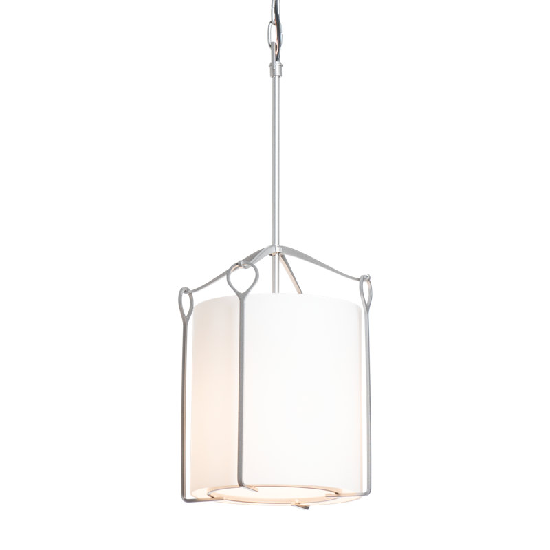 Bow 1 - Light Lantern Cylinder Pendant, Opal, Vintage Platinum