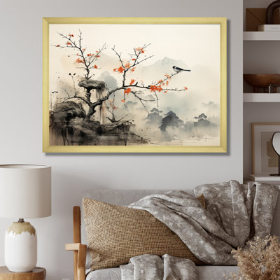 «Asian Art Sumi Bird Serenity XIX», reproduction d'art sur toile