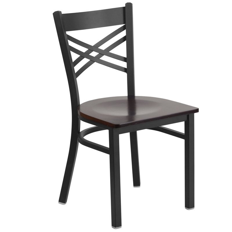 Prompton 'X' Metal Restaurant Chair, Noyer / noir, 1