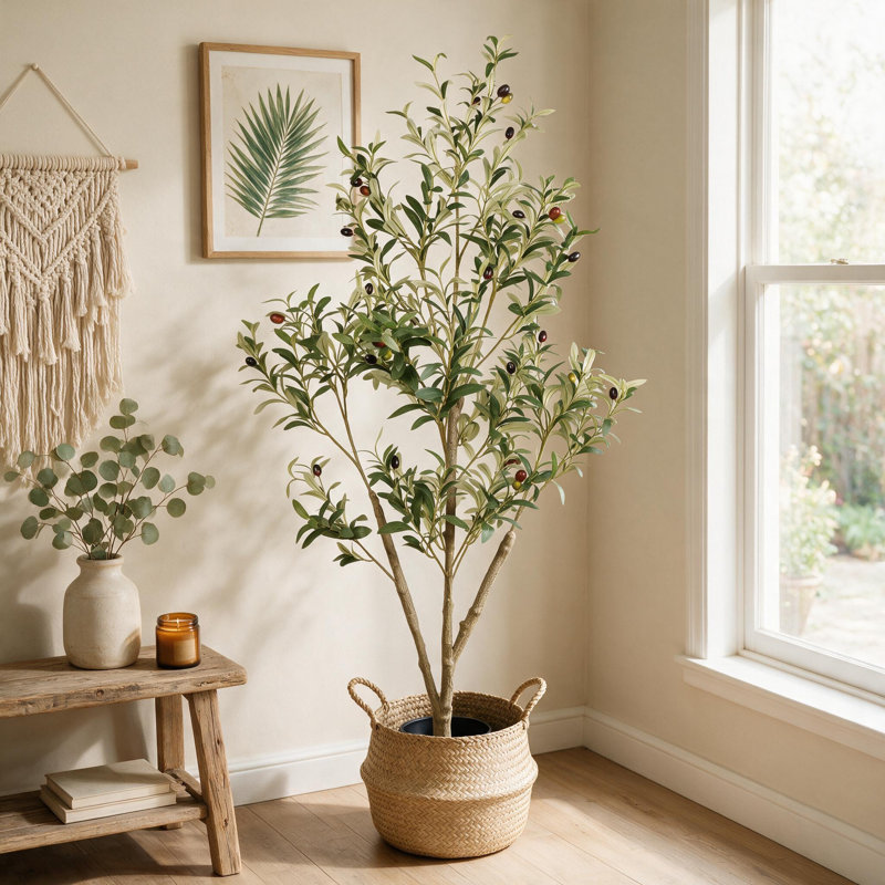 Arbre artificiel d'intérieur 5 pi, plante artificielle réaliste en pot noir pour décoration intérieure et extérieure