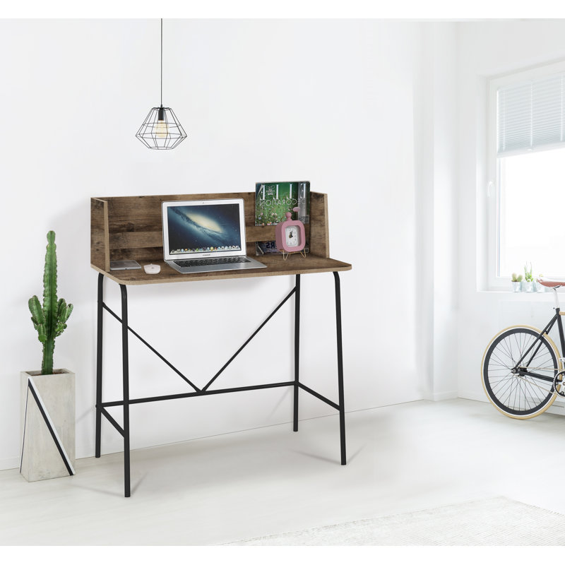 Kyler Metal and Wood Top Desk, Brown