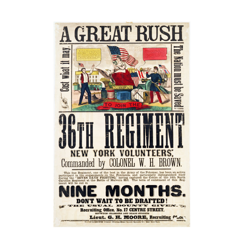 "American School 36Th Regiment", affiche d'art sur toile, H 24 po x l 16 po