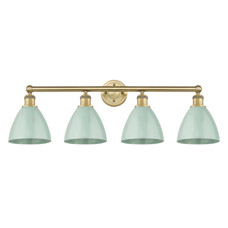 Alquin 4 - Light Dimmable Vanity Light, Seafoam, Brushed Brass