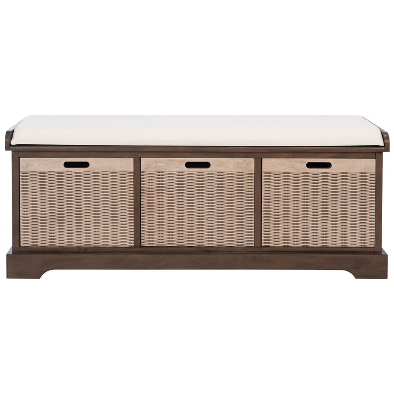 Nelsen Upholstered Storage Bench, Brown/Beige