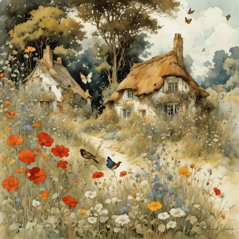 Enchanted Garden Path - Storybook Cottage, art sur toile