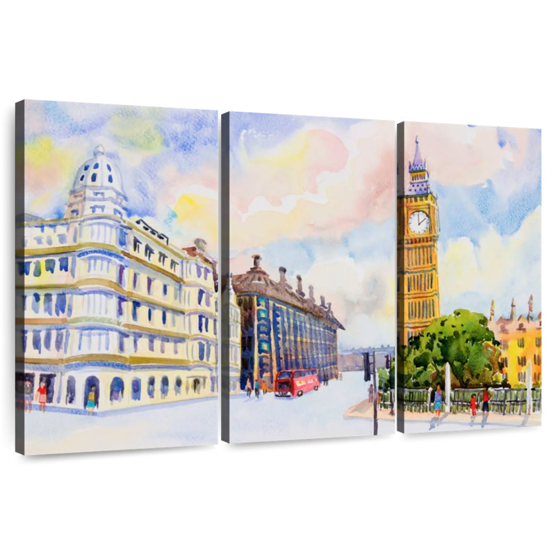 Sirpi London, aquarelle, H 24 po x l 38 po