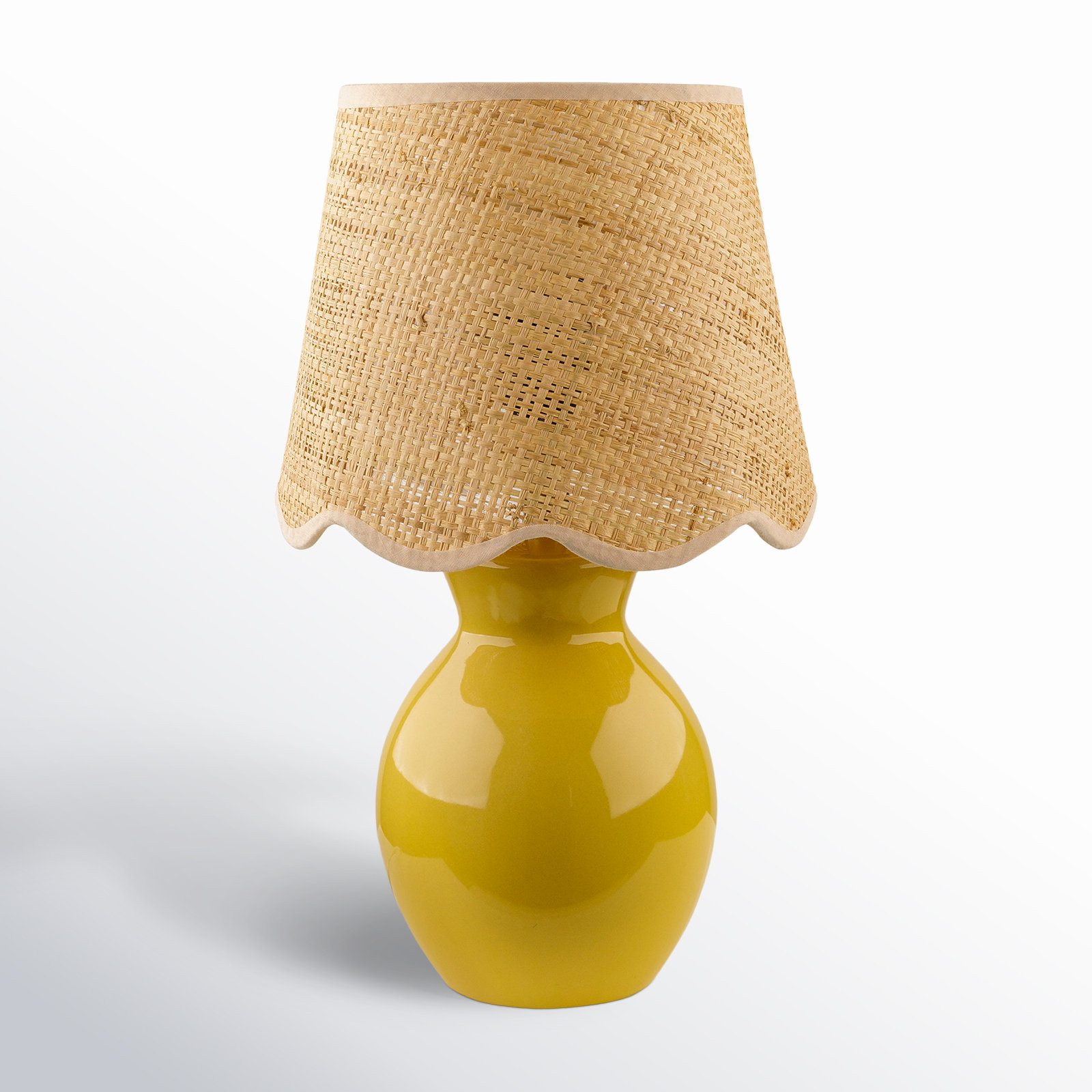 Momsen Ceramic Bedside Lamp, 15" H x 8" W x 8" D, Yellow, Natural